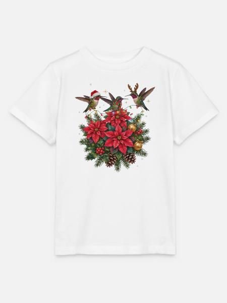 Kolibris mit Weihnachtssternen und Lichterkette - Stanley/Stella Kinder T-Shirt MINI CREATOR  - Weiß