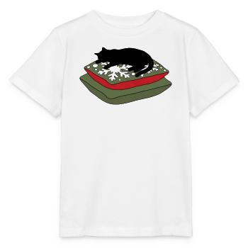 gatto_nero_dorme_sopra_due_cuscini - Stanley/Stella Kinder T-Shirt MINI CREATOR  - Weiß - Vorne - Maike (125cm)