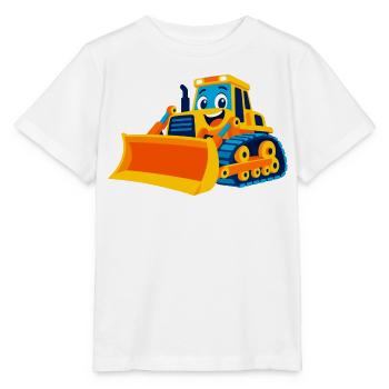 Fröhlicher Bulldozer BauDesign - Stanley/Stella Kinder T-Shirt MINI CREATOR  - Weiß - Vorne - Maike (125cm)