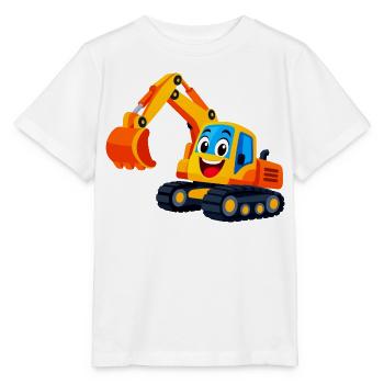 Fröhlicher Baubagger Cartoon - Stanley/Stella Kinder T-Shirt MINI CREATOR  - Weiß - Vorne - Maike (125cm)
