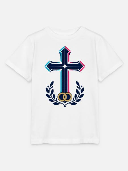 Neon Kreuz mit Lorbeerring - Stanley/Stella Kinder T-Shirt MINI CREATOR - Weiß