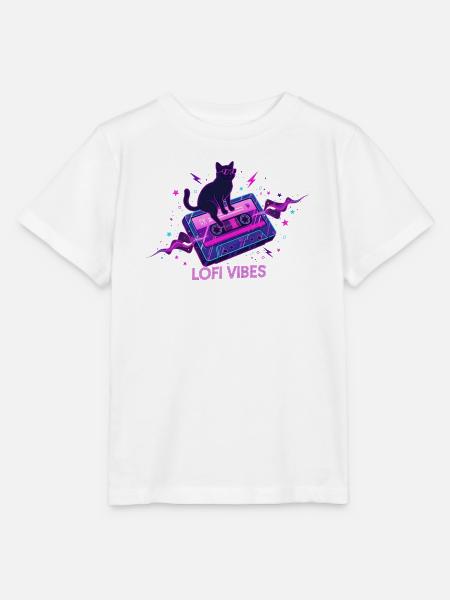 Lofi Vibes Cool Cat Kassette - Stanley/Stella Kinder T-Shirt MINI CREATOR - Weiß