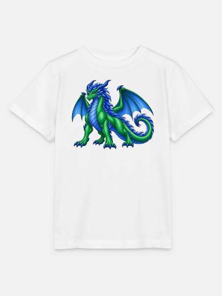 Majestätische Drachenmutter – Blau Grüner Drache - Stanley/Stella Kinder T-Shirt MINI CREATOR - Weiß