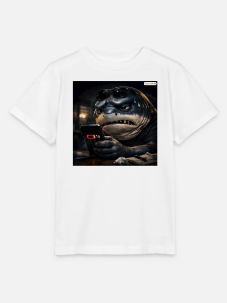 Hai_mit_Handy-_Akku1- - Stanley/Stella Kinder T-Shirt MINI CREATOR - Weiß