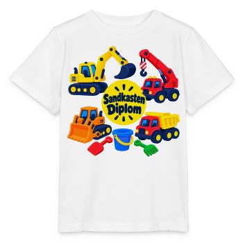 Sandkasten Diplom Baufahrzeuge - Stanley/Stella Kinder T-Shirt MINI CREATOR  - Weiß - Vorne - Maike (125cm)