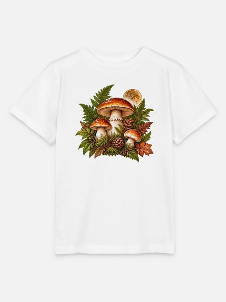 Herbstwald Pilze Illustration - Stanley/Stella Kinder T-Shirt MINI CREATOR  - Weiß