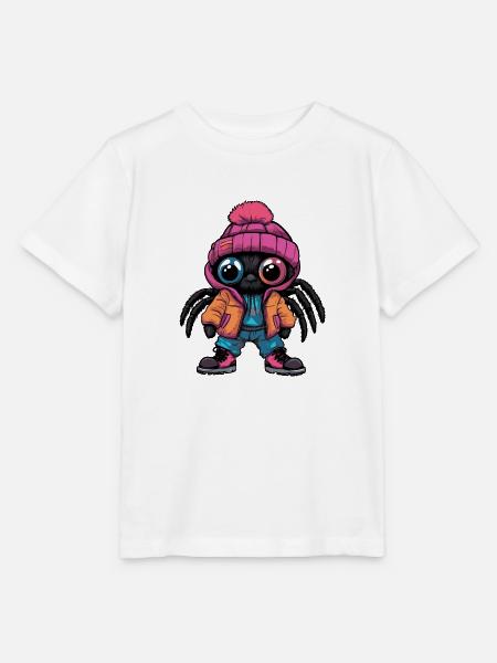 Spinne mit Winterjacke und pinker Mütze - Stanley/Stella Kinder T-Shirt MINI CREATOR - Weiß