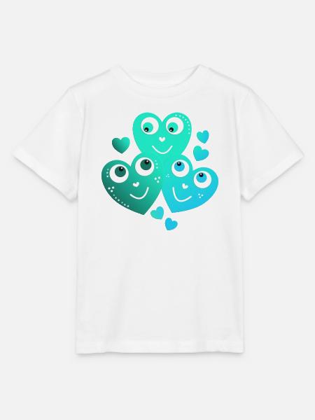fröhliche türkisblaue Herzen lächelnde Herzen  - Stanley/Stella Kinder T-Shirt MINI CREATOR  - Weiß