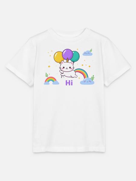 Pastel Kitty Einhornballons - Stanley/Stella Kinder T-Shirt MINI CREATOR  - Weiß
