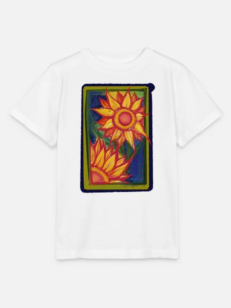 Sonnenblumen-Burst-Rahmen - Stanley/Stella Kinder T-Shirt MINI CREATOR  - Weiß