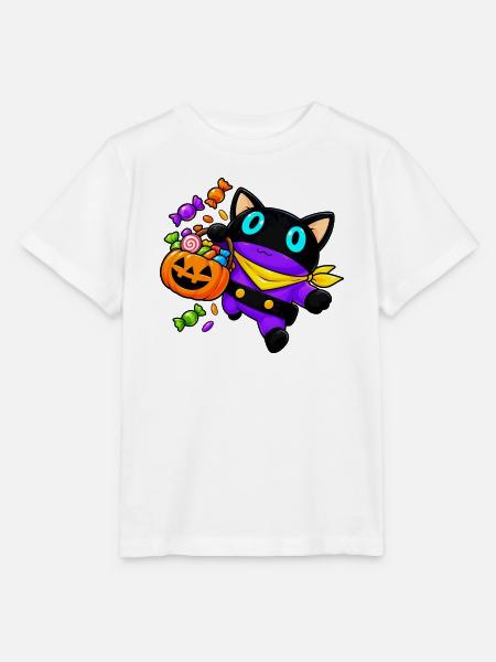 Halloween-Katze mit JackoLantern-Korb - Stanley/Stella Kinder T-Shirt MINI CREATOR - Weiß