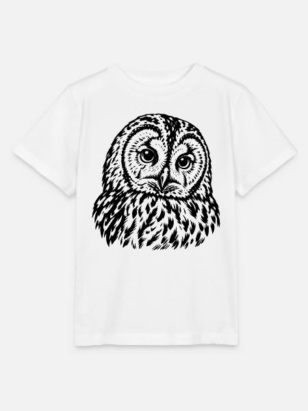 Waldkauz – Detailliertes Schwarz Weiß Porträt - Stanley/Stella Kinder T-Shirt MINI CREATOR - Weiß