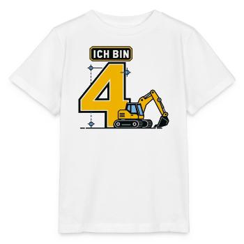 4. Geburtstag Bagger Baustelle - Stanley/Stella Kinder T-Shirt MINI CREATOR  - Weiß - Vorne - Maike (125cm)