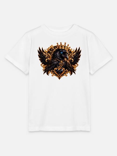 Kronenrabe mit Herzschmuck - Stanley/Stella Kinder T-Shirt MINI CREATOR - Weiß