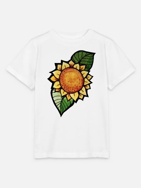 Sonnenblumen-Aquarellblüte in kräftigem Orange - Stanley/Stella Kinder T-Shirt MINI CREATOR - Weiß