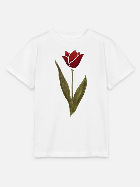 Karmesinrote Aquarellrose - Stanley/Stella Kinder T-Shirt MINI CREATOR - Weiß