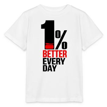 1% Besser Jeden Tag – Motivation & Mindset - Stanley/Stella Kinder T-Shirt MINI CREATOR  - Weiß - Vorne - Maike (125cm)