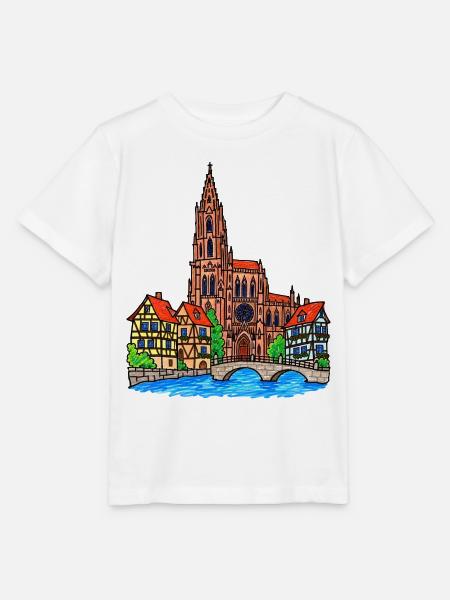 Straßburg Skyline im Wachsmalstil - Stanley/Stella Kinder T-Shirt MINI CREATOR - Weiß