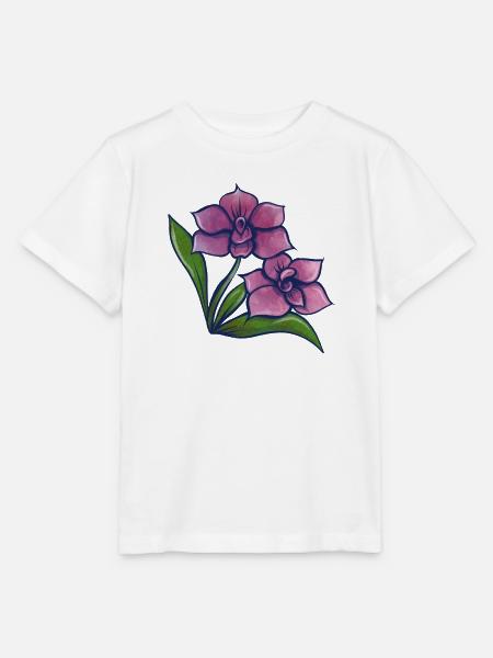 Lila Orchideen-Duo - Stanley/Stella Kinder T-Shirt MINI CREATOR - Weiß