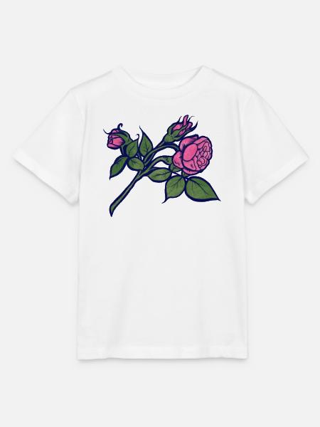 Rosa Rose mit neonblauer Kontur - Stanley/Stella Kinder T-Shirt MINI CREATOR - Weiß
