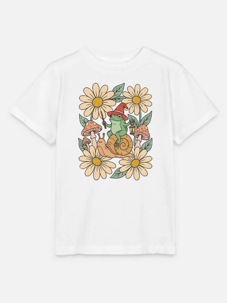 Froschzauberer reitet Schnecke Retro - Stanley/Stella Kinder T-Shirt MINI CREATOR  - Weiß