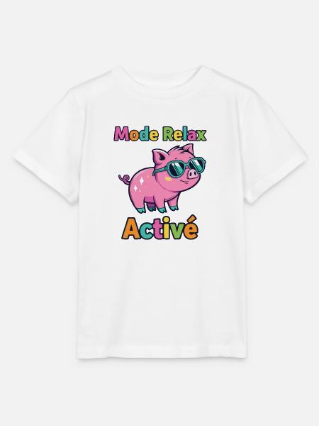 Entspannter Modus Active Funky Pig - Stanley/Stella Kinder T-Shirt MINI CREATOR  - Weiß