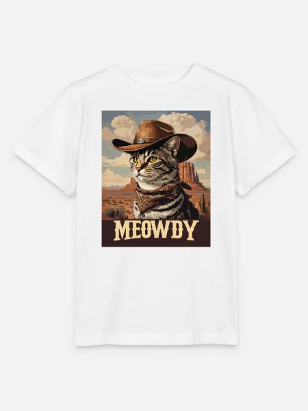 Western- und Wüsten-Meowdy Cowboy-Katze - Stanley/Stella Kinder T-Shirt MINI CREATOR  - Weiß