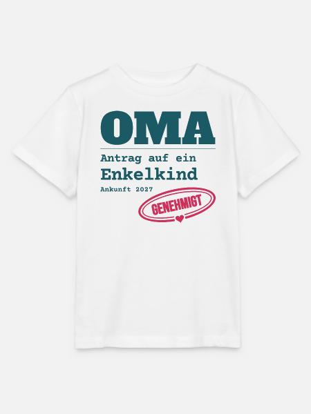 Oma 2027 – Antrag auf Enkelkind genehmigt - Stanley/Stella Kinder T-Shirt MINI CREATOR - Weiß