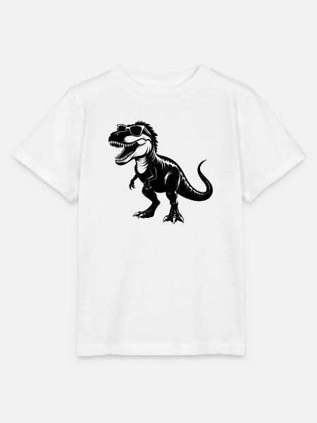 Tyrannosaurus Rex mit Sonnenbrille - Stanley/Stella Kinder T-Shirt MINI CREATOR - Weiß