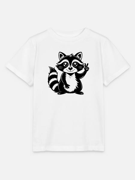 Peace-Sign-Waschbär - Stanley/Stella Kinder T-Shirt MINI CREATOR - Weiß