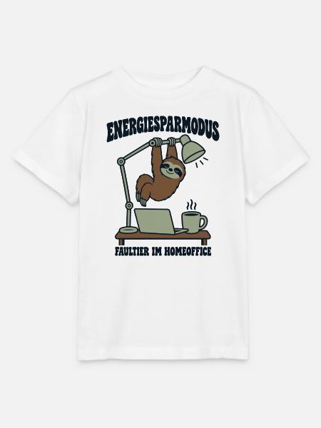 Energiesparmodus Faultier im Homeoffice - Stanley/Stella Kinder T-Shirt MINI CREATOR  - Weiß