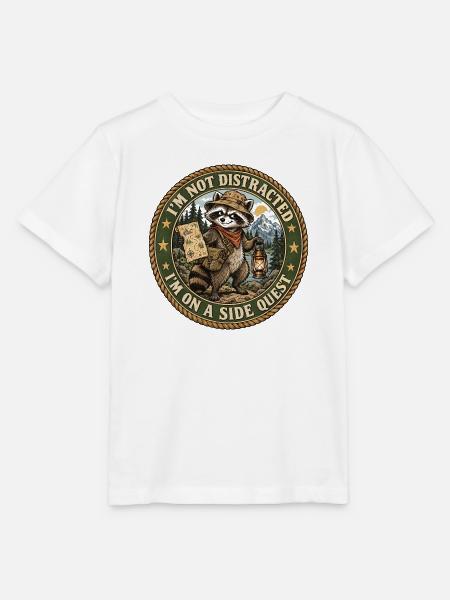 Nicht abgelenkter Waschbär-Quest - Stanley/Stella Kinder T-Shirt MINI CREATOR - Weiß