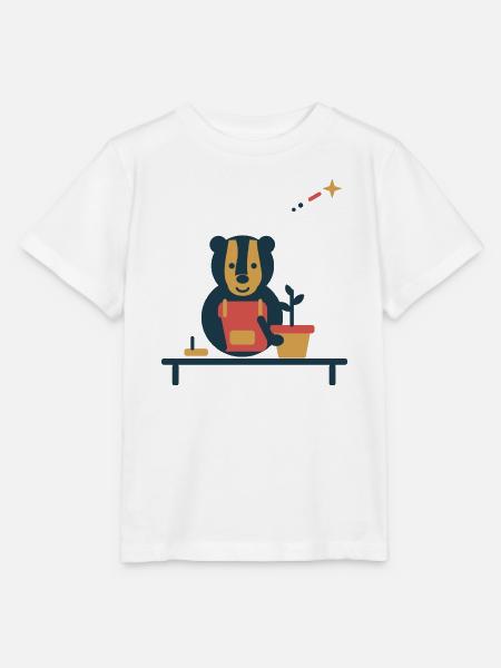 Dachs am Pflanztisch – kleiner Kräutergarten - Stanley/Stella Kinder T-Shirt MINI CREATOR  - Weiß