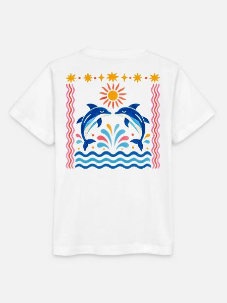 Bunte Delfine bei Sonnenaufgang - Stanley/Stella Kinder T-Shirt MINI CREATOR  - Weiß