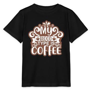 Meine Blutgruppe ist Kaffee Aufkleber - Stanley/Stella Kinder T-Shirt MINI CREATOR  - Schwarz - Vorne - Mikhail (115cm)