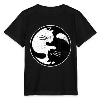 Gelassene Yin Yang Katze Meditation - Stanley/Stella Kinder T-Shirt MINI CREATOR  - Schwarz - Vorne - Mikhail (115cm)