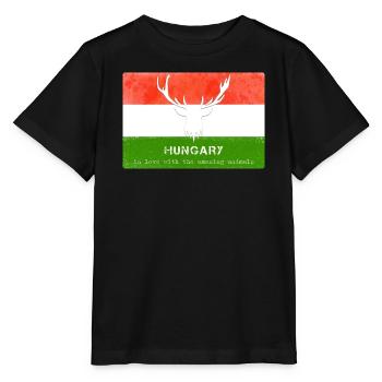 Ungarn Ungarns Wildtiere - Stanley/Stella Kinder T-Shirt MINI CREATOR  - Schwarz - Vorne - Mikhail (115cm)