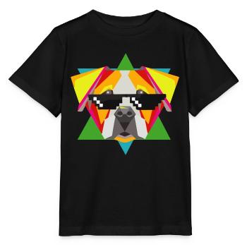 Selbstbewusste Bulldogge Sonnenbrille - Stanley/Stella Kinder T-Shirt MINI CREATOR  - Schwarz - Vorne - Mikhail (115cm)