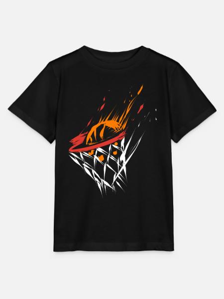Basketball Korbleger in Flammen - Stanley/Stella Kinder T-Shirt MINI CREATOR  - Schwarz