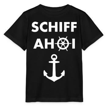 Schiff Ahoi Nautik Logo - Stanley/Stella Kinder T-Shirt MINI CREATOR  - Schwarz - Vorne - Mikhail (115cm)