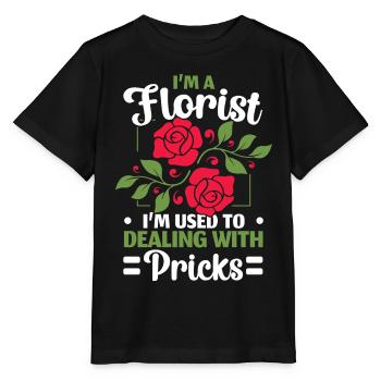 Ich bin Florist, ich bin gewohnt, mit Stichen umzu - Stanley/Stella Kinder T-Shirt MINI CREATOR  - Schwarz - Vorne - Mikhail (115cm)