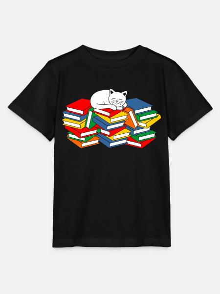Bücher Katze - Stanley/Stella Kinder T-Shirt MINI CREATOR  - Schwarz