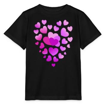 rosa Herzen pinkes Herz - Stanley/Stella Kinder T-Shirt MINI CREATOR  - Schwarz - Vorne - Mikhail (115cm)