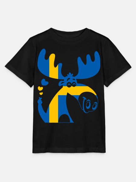 MOOSE SWEDEN FLAG - Stanley/Stella MINI CREATOR Kids’ T-Shirt - black