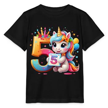 NUMBER 5 YEARS UNICORN 5TH BIRTHDAY - Stanley/Stella MINI CREATOR Kids’ T-Shirt - black - Front - Mikhail (115cm)