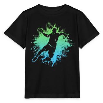 Handballer Handballspieler Kinder Jungen Handball - Stanley/Stella Kinder T-Shirt MINI CREATOR  - Schwarz - Vorne - Mikhail (115cm)