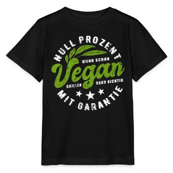 Grillen - Null Prozent Vegan - Fleischesser - Stanley/Stella Kinder T-Shirt MINI CREATOR  - Schwarz - Vorne - Mikhail (115cm)