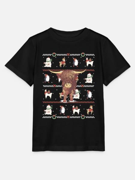 Schottisches Hochlandrind Ugly Christmas - Stanley/Stella Kinder T-Shirt MINI CREATOR  - Schwarz