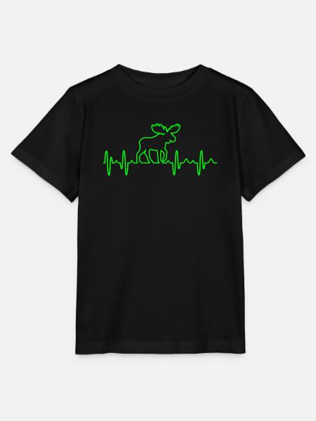 Elch Älg Elchbulle Elchkuh Herzschlag Heartbeat - Stanley/Stella Kinder T-Shirt MINI CREATOR - Schwarz