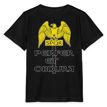 Römer Rom Römisch SPQR Roma Feldzeichen - Stanley/Stella Kinder T-Shirt MINI CREATOR  - Schwarz - Vorne - Mikhail (115cm)